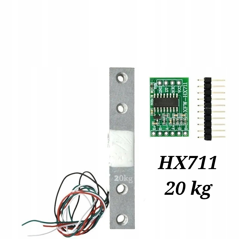 Zestaw HX711 Belka Tensometryczna 20kg długość 80mm 2xM4, 2xM5 Waga ADC 24 — zdjęcie produktu