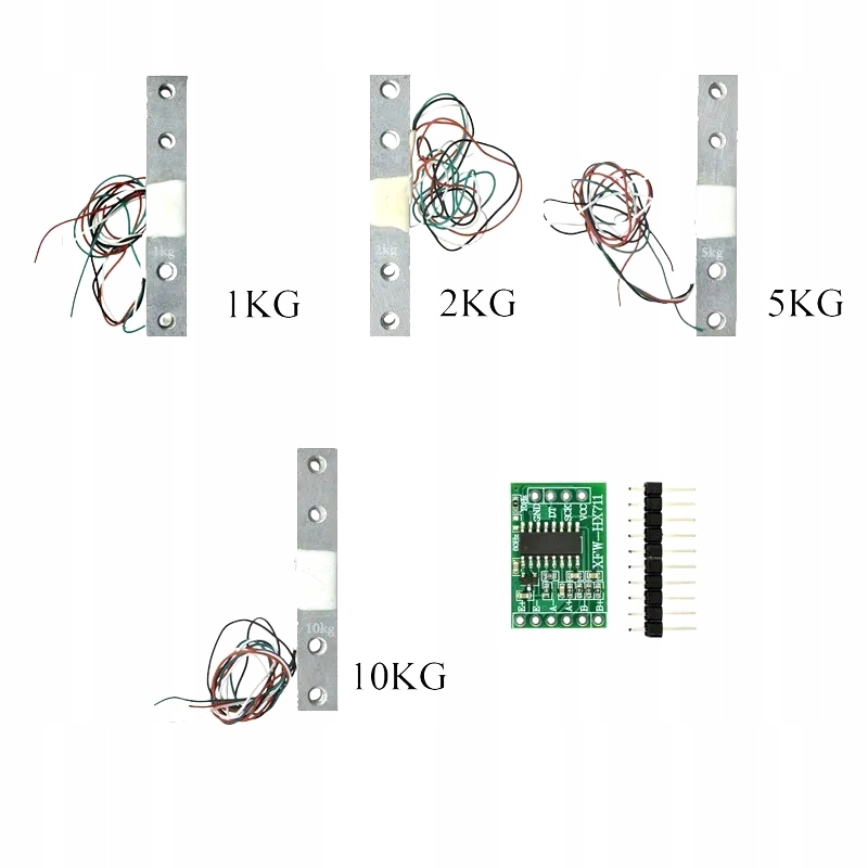Zestaw HX711 Belka Tensometryczna 20kg długość 80mm 2xM4, 2xM5 Waga ADC 24 — zdjęcie produktu