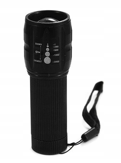 Mała mocna latarka LED 300 lm z zoomem 3xAAA aluminiowa obudowa — zdjęcie produktu