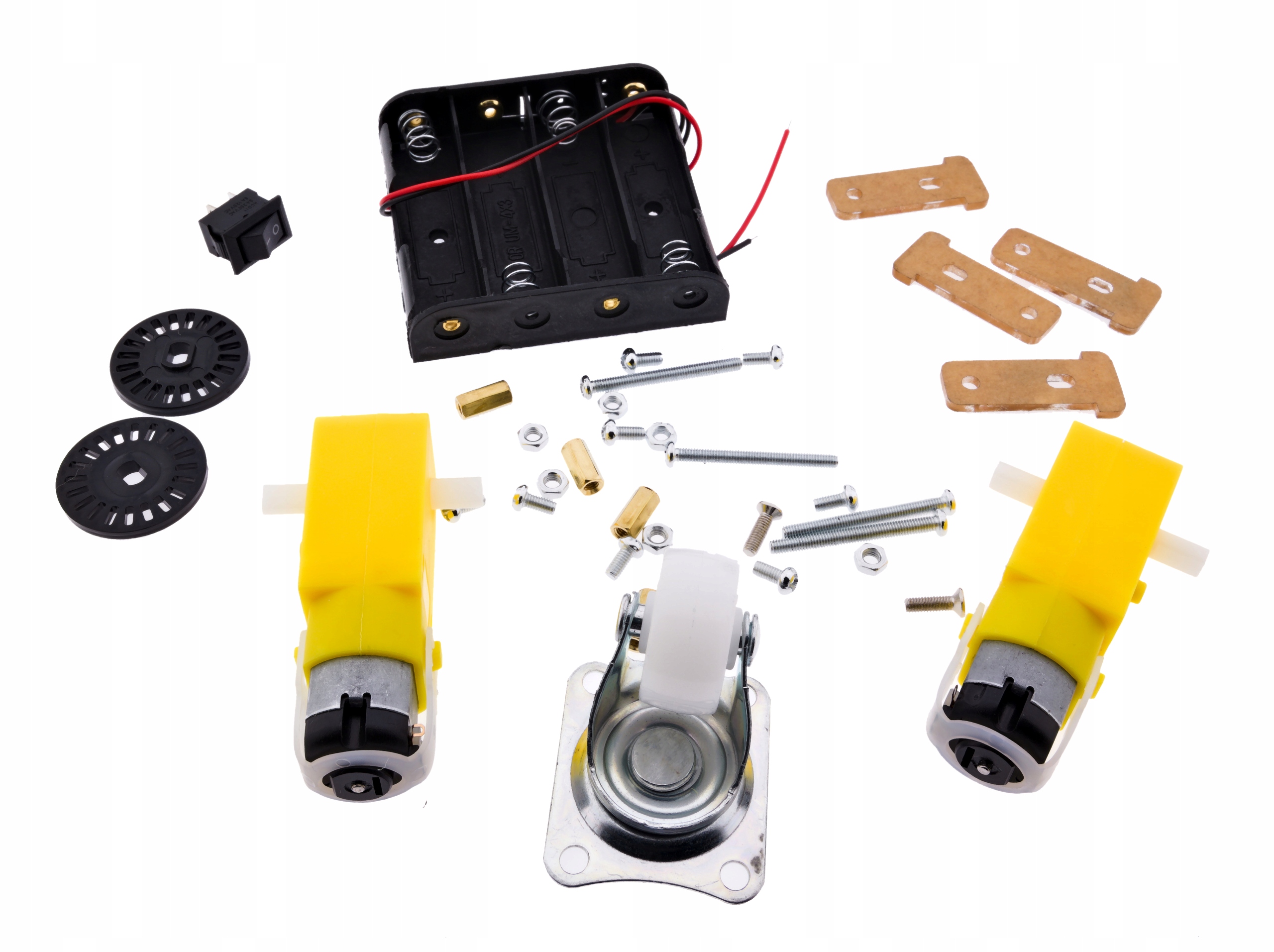 IMZ STEM Lab: Podwozie robota 2WD z enkoderami, silniki TT, koła 65 mm, koszyk 4xAA — zdjęcie produktu