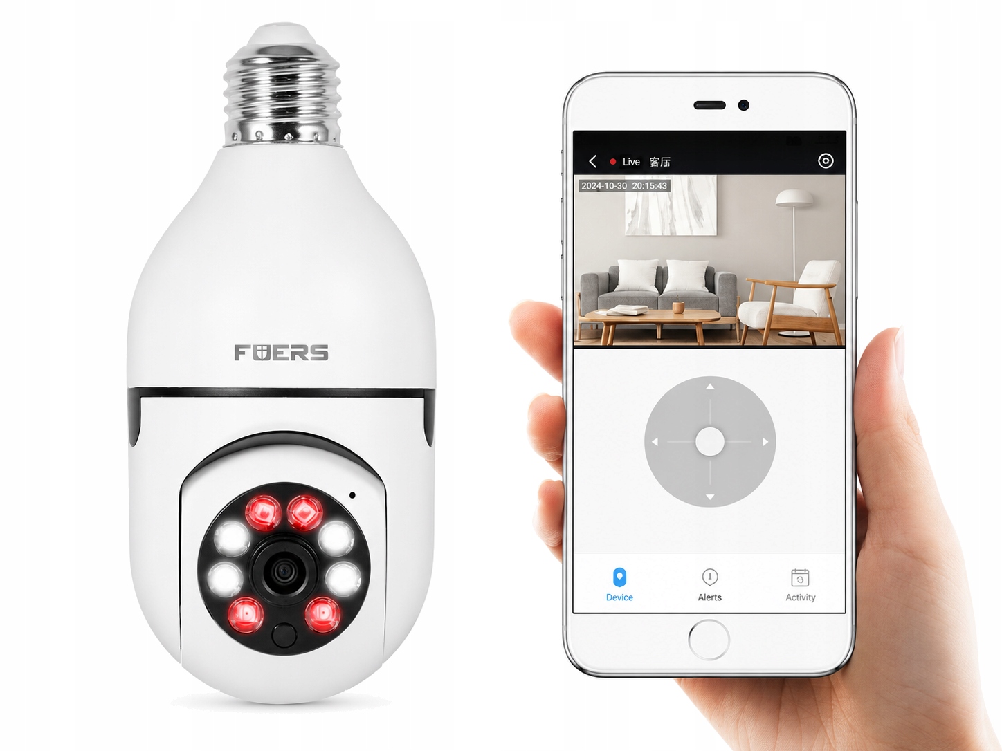 Fuers Kamera IP WiFi E27 2MP Full HD PTZ 2.4GHz — zdjęcie produktu