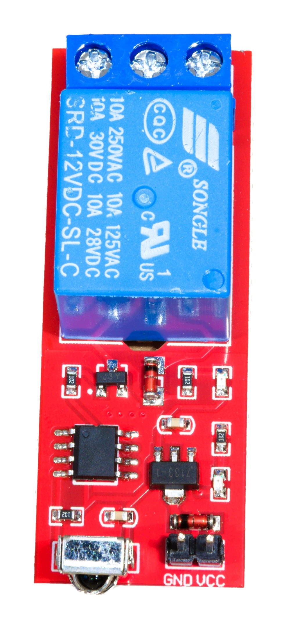 MZ Moduł przekaźnika 5V sterowany pilotem IR 38kHz (ON/OFF) 10A — zdjęcie produktu