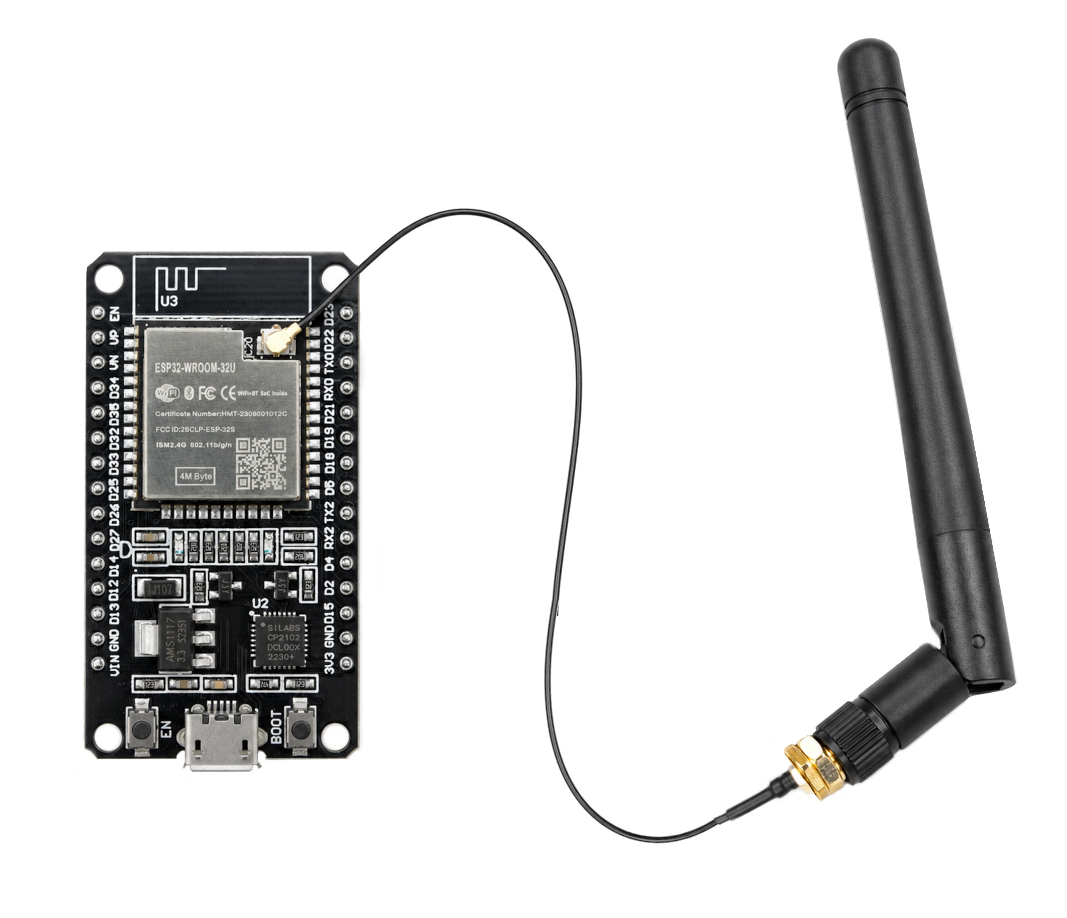 IMZ Płytka ESP32-WROOM-32U 30pin CP2102 z anteną WiFi 2.4GHz — zdjęcie produktu