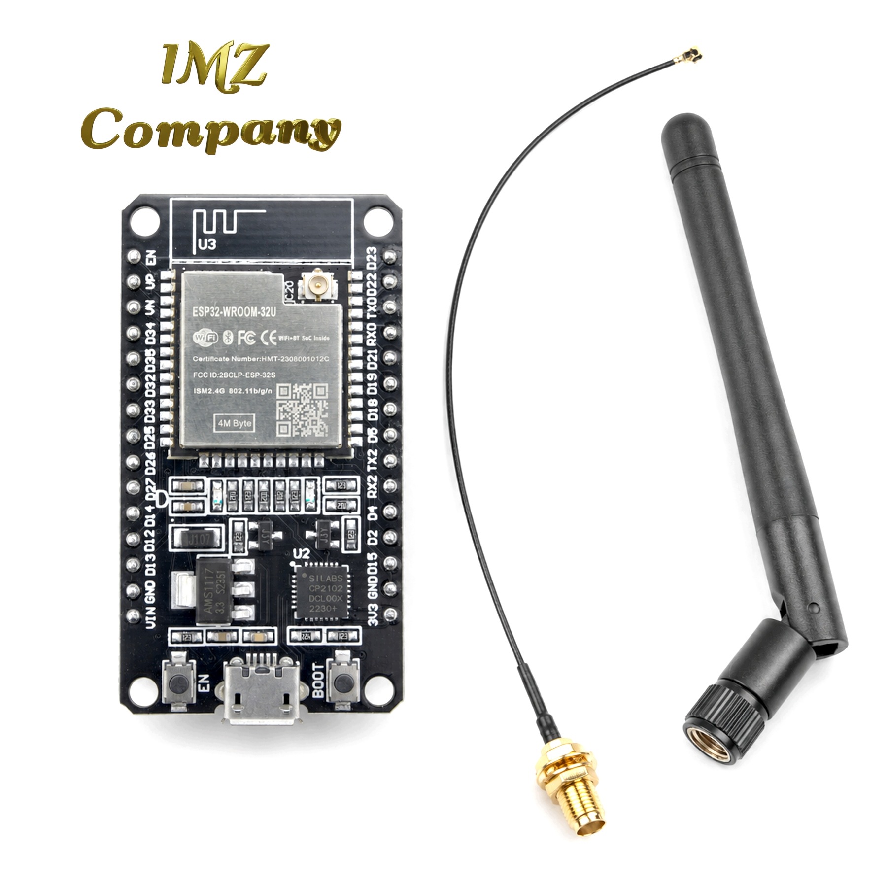 IMZ Płytka ESP32-WROOM-32U 30pin CP2102 z anteną WiFi 2.4GHz — zdjęcie produktu
